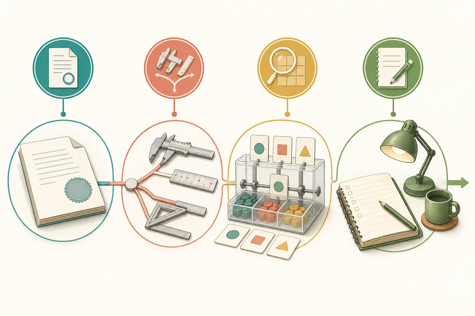 A four-stage check moving from publisher to added dimension, scoring method, and practical use