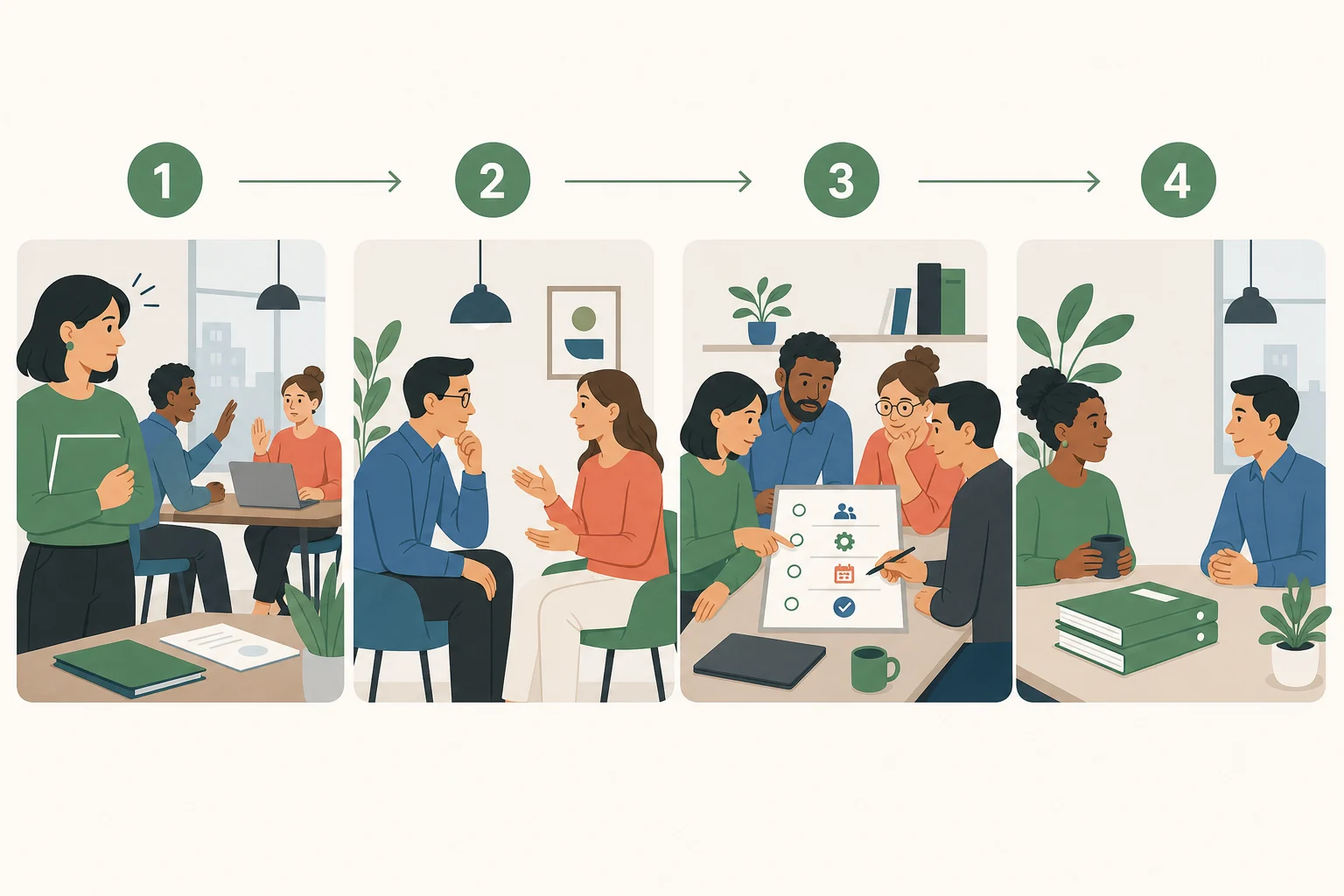 A repair sequence from observation to agreement